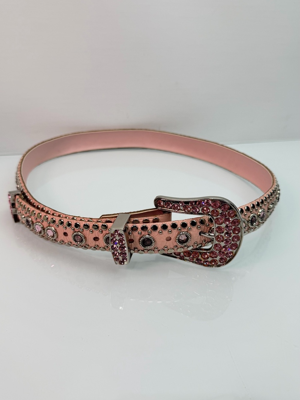 Kippy’s Pink Leather Rhinestone Studded Western Cowgirl Belt Size 36
